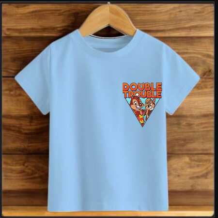 Çocuk Mavi Pamuklu Baskili T-shirt